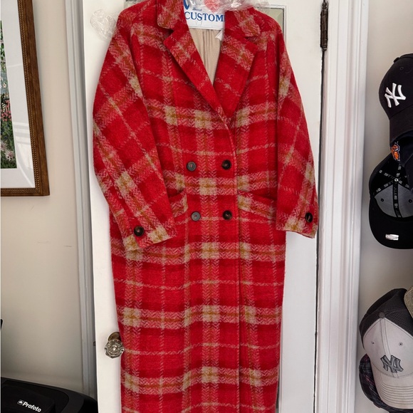 Sezane Jackets & Blazers - Sezane Viktor Red Plaid Trench Coat